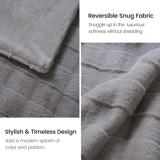 Cozy Bliss Fluffy Faux Fur Throw Blanket for Couch,Lightweight Cozy Soft Grey Throw Blankets for Sofa Bed Living Room,50x60 Inches