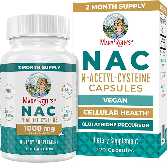 MaryRuth's NAC Supplement N-Acetyl Cysteine | 2 Month Supply | NAC 1000mg per Serving | Vegan Capsules | Gluthamine Precursor | Amino Acid | Non-GMO | Gluten Free | 120 Count | 60 Servings