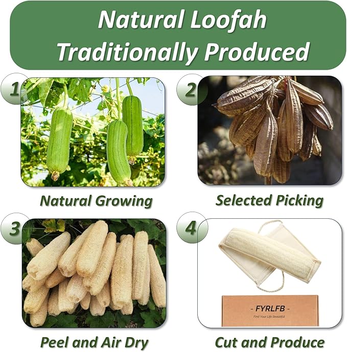 Natural Loofah Exfoliating Body Scrubber for Men and Women, Loofah with Handle, Exfoliating Back Scrubber for Shower Set, Luffa Sponge to Clean & Relax Your Body Deeply (1 Pack)