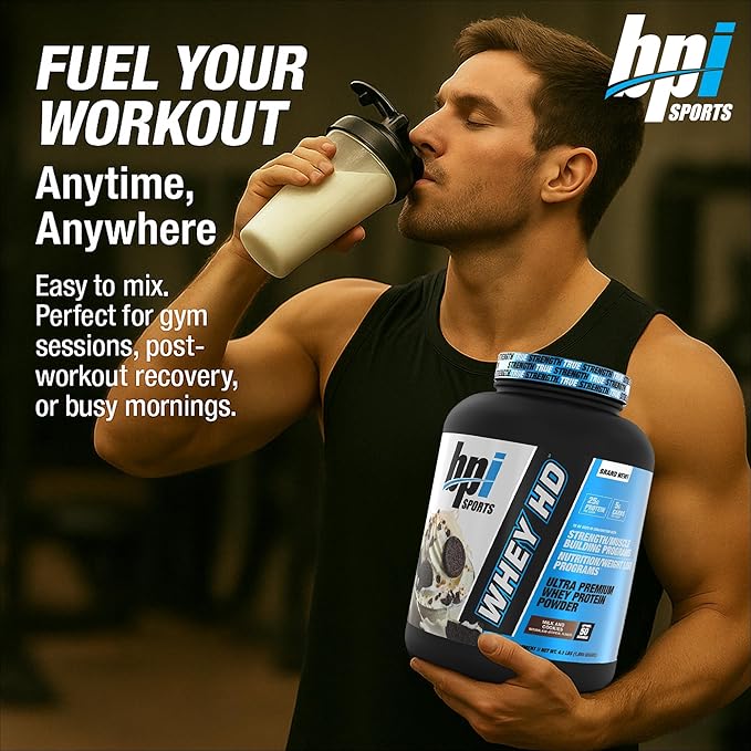 BPI Sports Whey HD Ultra Premium Protein Powder Isolate | Workout Whey Protein Powder for Men & Women for Muscle Gain | Milk Protein Concentrates | Milk and Cookies, 4.07 Pound