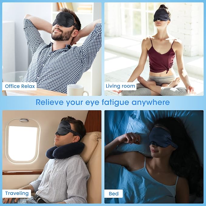 Heated Eye Mask Cordless, USB Eyes Heating Pad, Mask with Temperature Control, Electric Warm Eye Compress for Dry Eyes, Blepharitis, Chalazion, Gift for Men Women(Pack of 2)