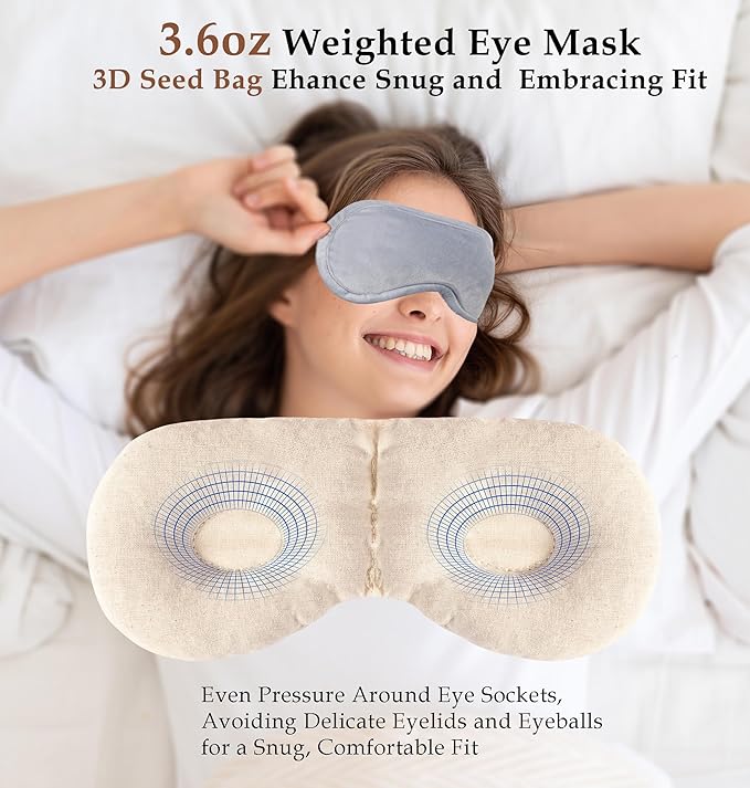 Heated Eye Mask (2-Packs), Moist Warm Compress Microwave with Flaxseed Cassia Seed, Weighted Eye Mask for Sleeping, Dry Eyes, Stye Eye Treatment, Relief Eye Fatigue (Black&Grey)