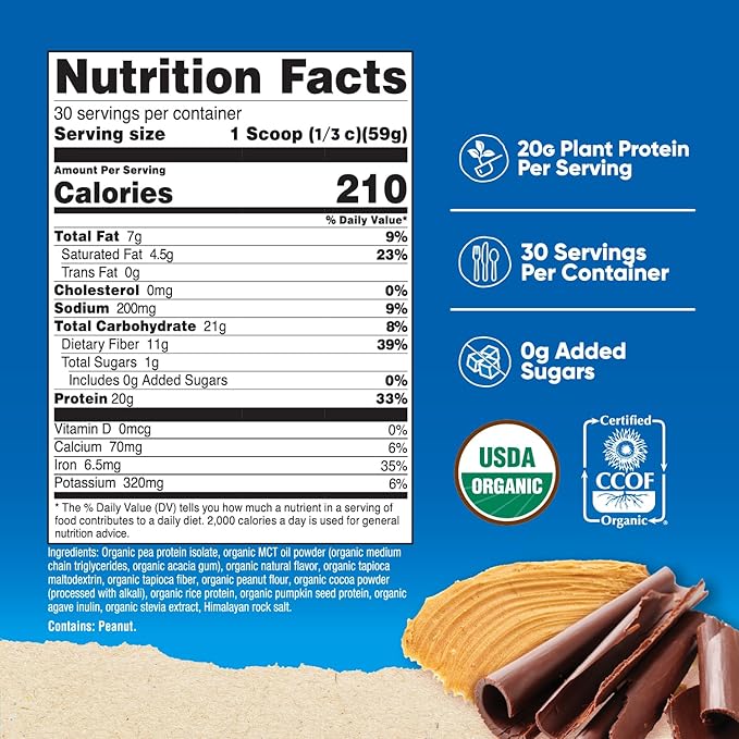 Nutricost Organic Vegan Meal Replacement Shake Powder (Chocolate Peanut Butter) - Certified USDA Organic and Gluten Free