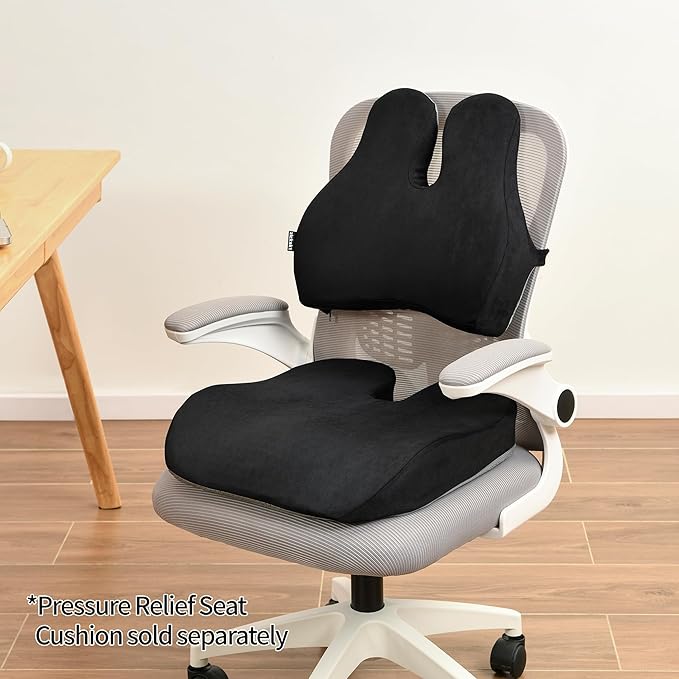 Lumbar Support Pillow for Office Chair and Car Seat - Gel Memory Foam Back Cushion Improve Sitting Posture & Back Pain Relief, Lumbar Support Cushion with Adjustable Strap & Non-Slip