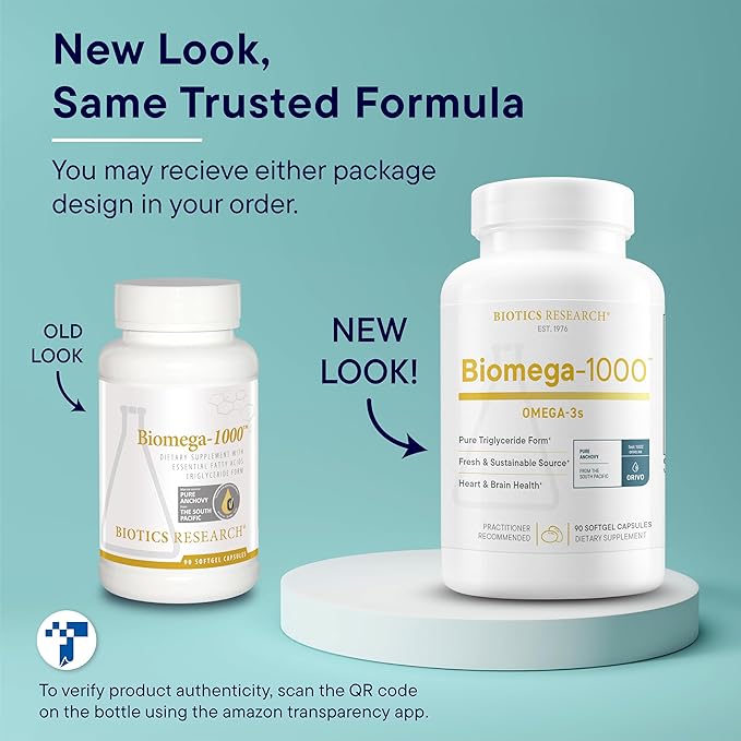 Biotics Research Biomega-1000™ Omega 3 Fish Oil with EPA/DHA -Omega-3 Fatty Acids 1000 mg- Highly Concentrated Fish Oil for Women & Men –Supports Immune, Brain & Heart Health–90 Softgels