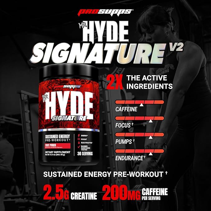 PROSUPPS Mr. Hyde Signature V2, Pre Workout Powder with Creatine, Beta Alanine & Caffeine - Performance, Energy & Endurance - Clean Fitness & Gym Supplements for Men & Women (Fruit Punch, 30 Servings)