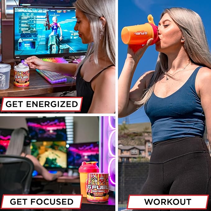 G Fuel Strawberry Girlfriend Energy Drink Powder, Pre Workout Caffeine Mix for Gaming, Sugar Free Focus Amino + Antioxidants, 9.9oz (Strawberry Guava, Coconut, 40 Servings)