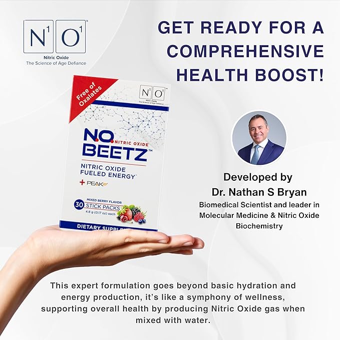 N.O. Beetz Nitric Oxide Supplement for Pre-Workout & Endurance | Beetroot, Peak ATP & Electrolytes for Energy & Hydration | Boosts Blood Flow & Muscle Recovery | No Mess, 30 Servings
