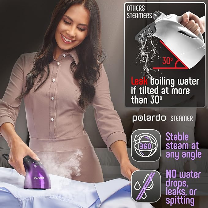 Portable Travel Garment Steamer for Clothes, Metal Steam Head, 25s Heat Up, Pump System, Mini Size, Handheld Steamer for Any Fabrics, No Water Spitting, 120V