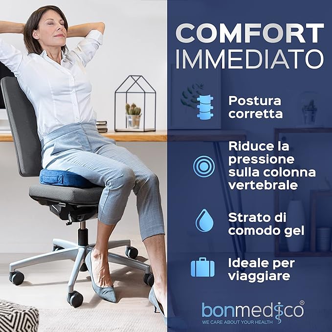 Seat Cushion for Office Chair – Memory Foam Seat Cushion for Tailbone, Coccyx & Sciatica Relief – Ergonomic Desk, Car, Wheelchair & Travel Pillow – Washable Cover for Back Support & Sitting Comfort