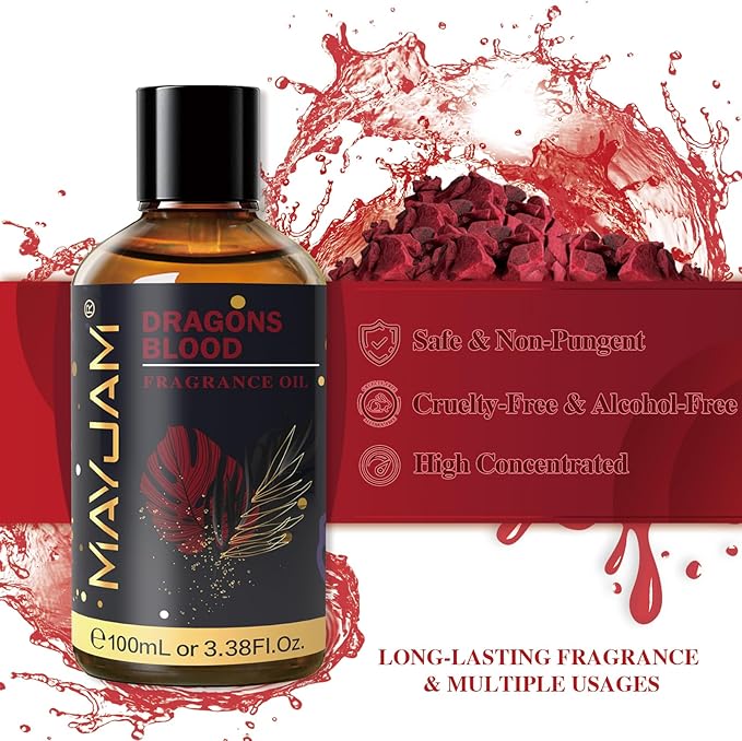 100ML/3.38FL.OZ Dragons Blood Fragrance Oils with Glass Dropper, Essential Oils for Diffusers for Home, Long Lasting Scented Oils for Diffusers Soap Candle Making