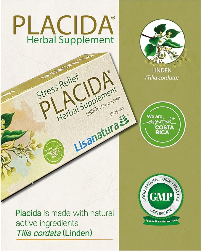 Placida Herbal Supplement - Sugar, Gluten & Lactose Free - 30 Capsules