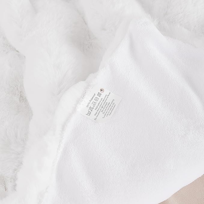 White Soft Twin Fluffy Blanket for Bed Living Room Furry Faux Fur Bed 60x80 Thick Fuzzy Throw Blanket Cozy Home Decor Gifts 860 GSM