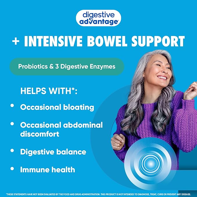 IBS Daily Probiotic Capsules for Digestive Health & Gut Health, Digestive Advantage Probiotics For Men and Women (96 count box) - Digestible Enzymes