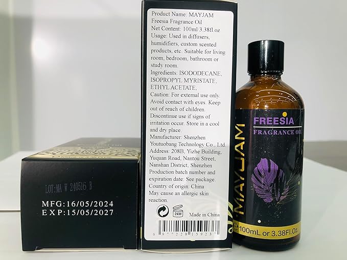 100ML/3.38FL.OZ Freesia Fragrance Oils with Glass Dropper, Essential Oils for Diffusers for Home, Long Lasting Scented Oils for Diffusers Soap Candle Making