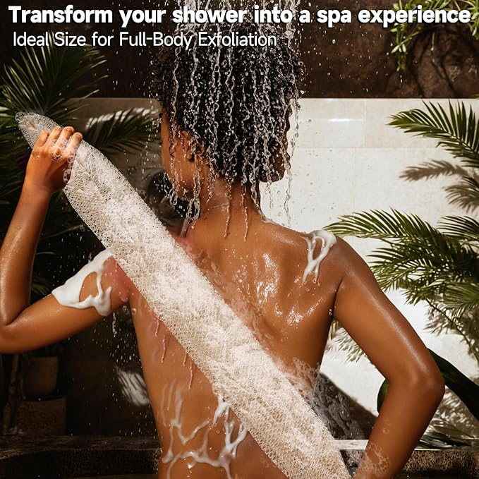 SubSahara African Net Sponge Authentic - 3 Pieces Gentle Exfoliating Scrubber for All Skin Types, Bath Sponge for Face & Body, Travel Portable