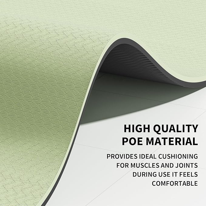 8mm Large Yoga Mat (6'x 4') - Extra Long and Wide 72 x 48 x 0.32 inches, Non-Slip POE Fitness Mat, Eco-Friendly, Thick Wide Exercise Mat for Home Workouts,Ideal for Yoga and Pilates.