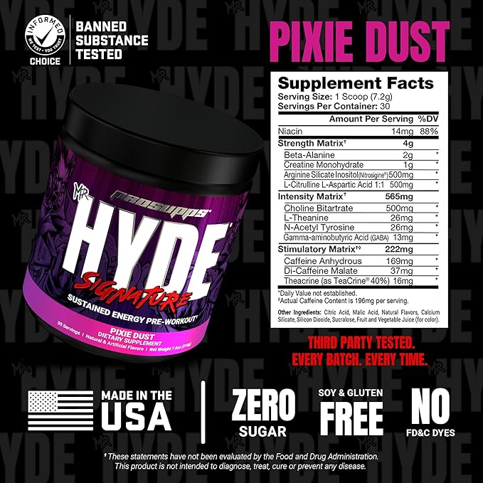 PROSUPPS Mr. Hyde Signature Pre Workout Powder with Creatine, Beta Alanine & Caffeine - Performance, Energy & Endurance - Clean Fitness & Gym Supplements for Men & Women (Pixie Dust, 30 Servings)