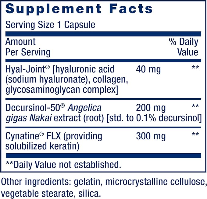 Life Extension Fast-Acting Joint Formula, Keratin, Korean Angelica, hyaluronic Acid, Joint discomfort Relief, Non-GMO, Gluten-Free, 30 Capsules