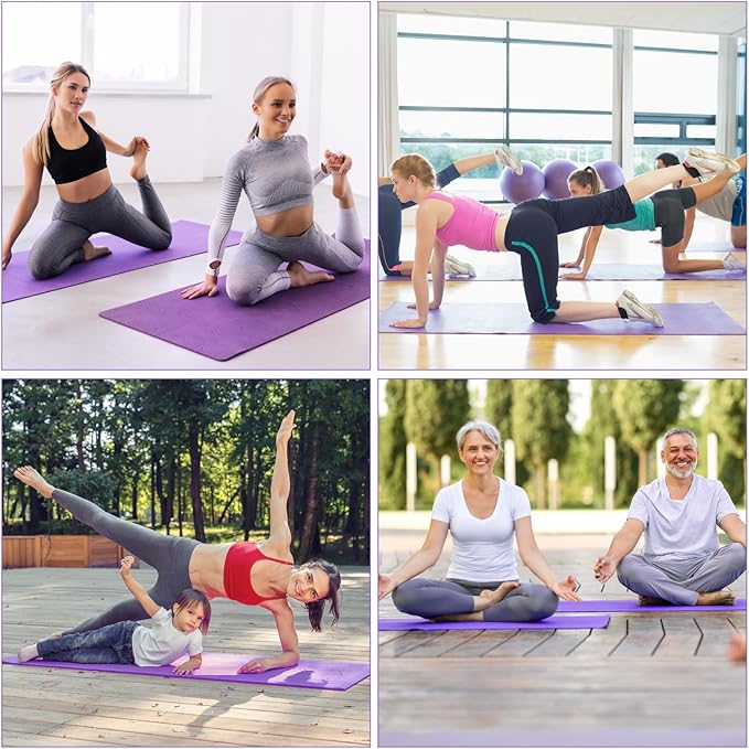 Funtery 24 Pcs 3 mm Thick Yoga Mat Exercise Workout Mat Non Slip Fitness Yoga Pad for Women Gym Home Yoga Pilates