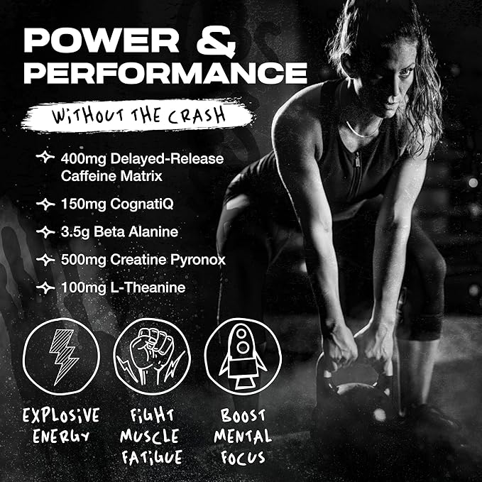 AFTERDARK INHUMAN Pre-Workout Powder, Enhanced Mind-Muscle Connection, Sustained Energy, Potent Nootropic Blend, Vegan, Gluten-Free, Soy-Free, 400mg Caffeine, No Crash, Paradise Punch