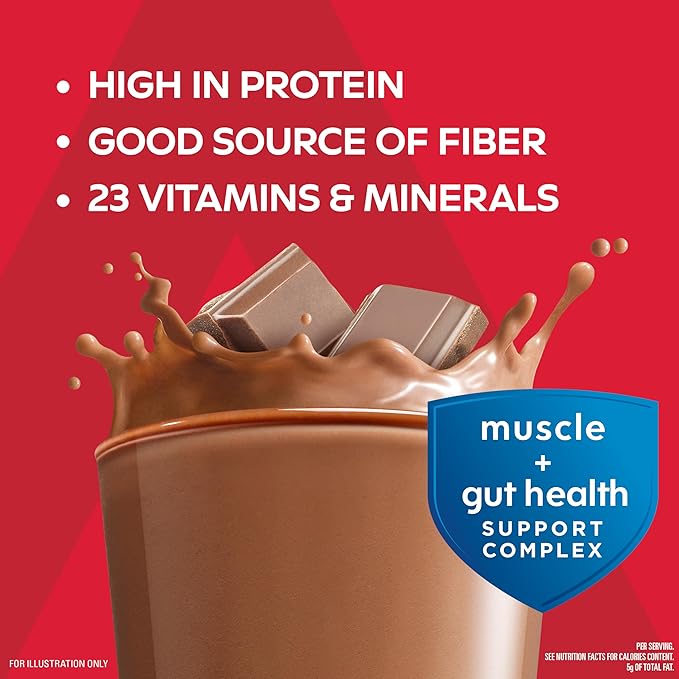 Atkins Strong High Protein Shake, Milk Chocolate Flavored, 30g Protein, Low Carb and Low Sugar Shake, Keto Friendly, Gluten Free, Muscle and Gut Health Support Complex, 12 Count