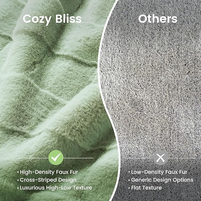 Cozy Bliss Fluffy Faux Fur Throw Blanket for Couch,Lightweight Cozy Soft Green Throw Blankets for Sofa Bed Living Room,60x80 Inches