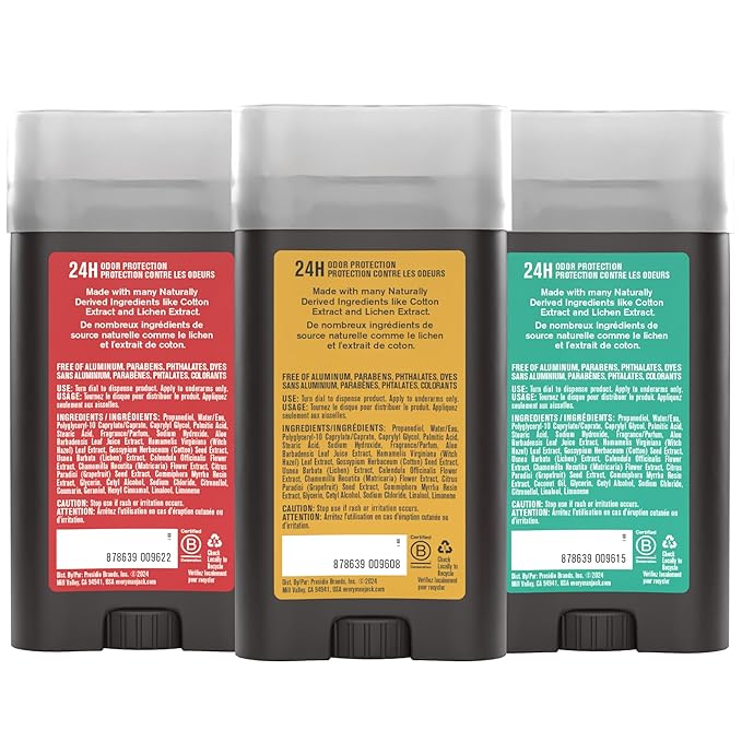 Every Man Jack Men's Deodorant Variety Set - Three Full-Sized Deodorant Sticks with Clean Ingredients & Incredible Scents - Cedar + Red Sage, Amber + Sandalwood, Sea Mineral + Citron - 3 oz (3 Pack)