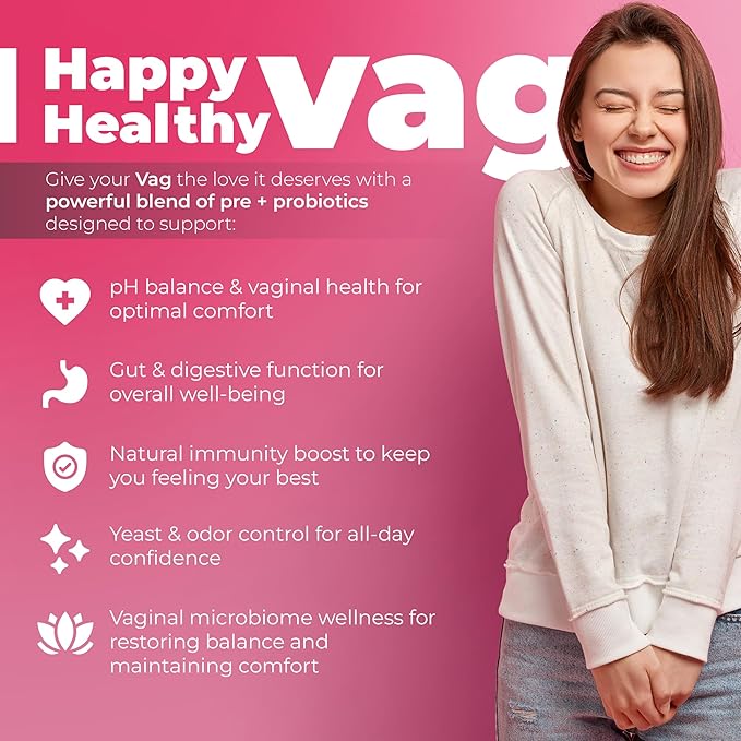Vaginal Probiotics for Women pH Balance with Prebiotics + Lactobacillus Womens Probiotic Blend - Once Daily Vaginal Odor, BV, Yeast Control, Gut Health & Immune Support - 1 month Supply (30 servings)
