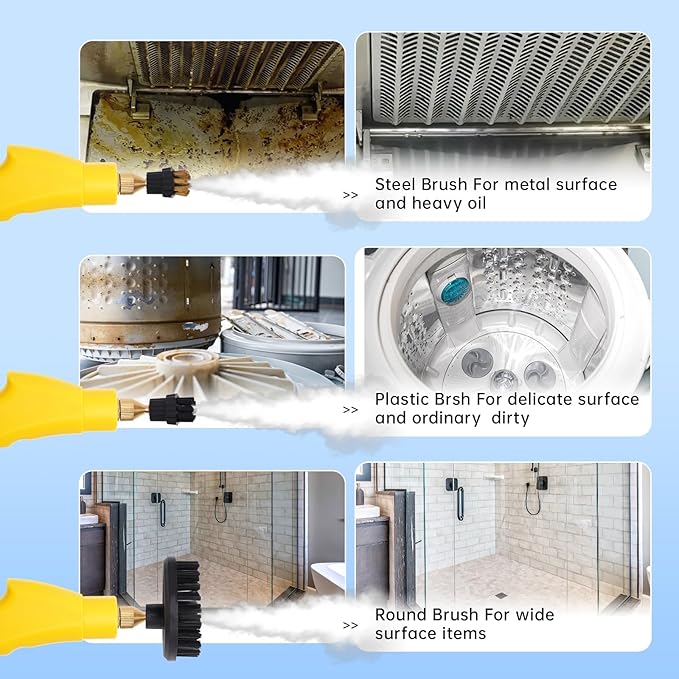 2500W Portable Steam Cleaner, Steam Shot Cleaner Handheld Steamer for Car Detailing, High Heat Cleaning Machine with Brush Heads for Bed Bugs Couch Furniture Kitchen Bathroom Grout and Tile
