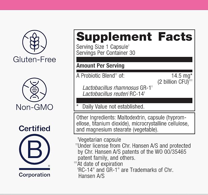 Metagenics UltraFlora Women's Probiotics for Vaginal Health - Supports Yeast Balance, Microflora & Urinary Comfort - Lactobacillus rhamnosus & Lactobacillus GR-1 reuteri RC-14 - Non-GMO - 30 Count