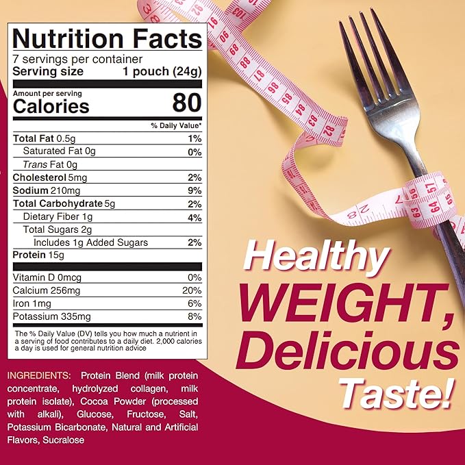 ProtiDIET High Protein Hot Cocoa Mix - 15g Protein - Low Fat, Quick and Easy-to-Prepare Hot Cocoa High Protein Drink with Collagen for Adults - 7 hot cocoa packets Per Box