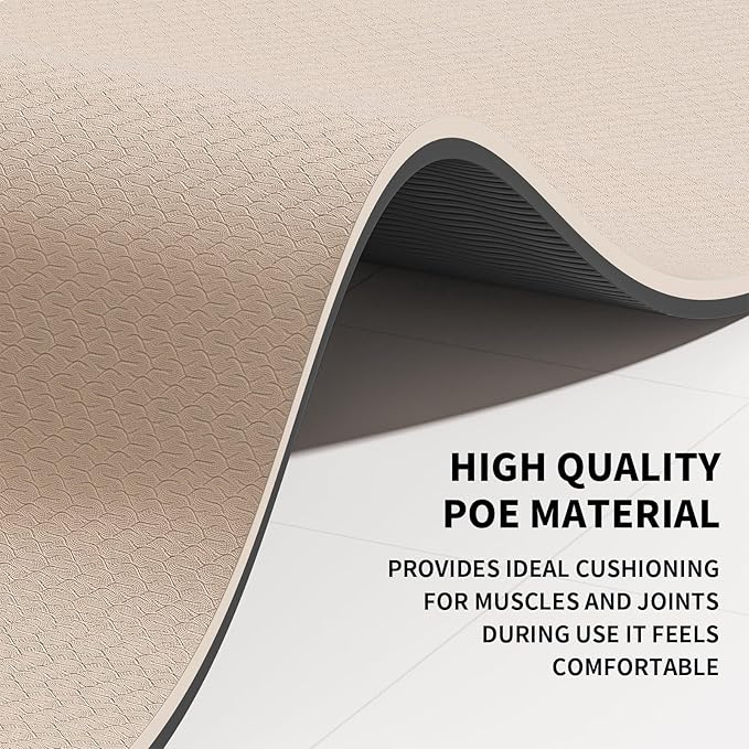 8mm Large Yoga Mat (6'x 4') - Extra Long and Wide 72 x 48 x 0.32 inches, Non-Slip POE Fitness Mat, Eco-Friendly, Thick Wide Exercise Mat for Home Workouts,Ideal for Yoga and Pilates.