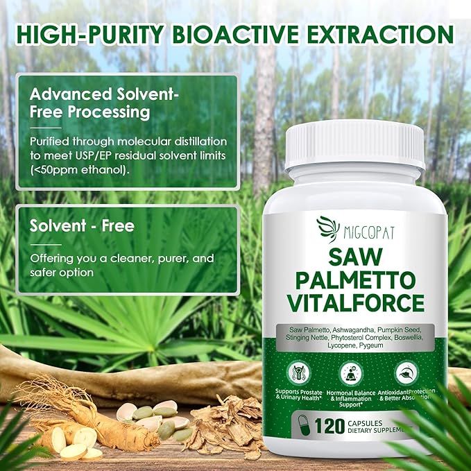 23-in-1 Saw Palmetto for Men 10000 mg Saw Palmetto per Serving, Prostate Health Supplement Pro with Ashwagandha, Pumpkin Seed, Stinging Nettle for Prostate, DHT Blocker, Urinary & Hormones, 120 Caps