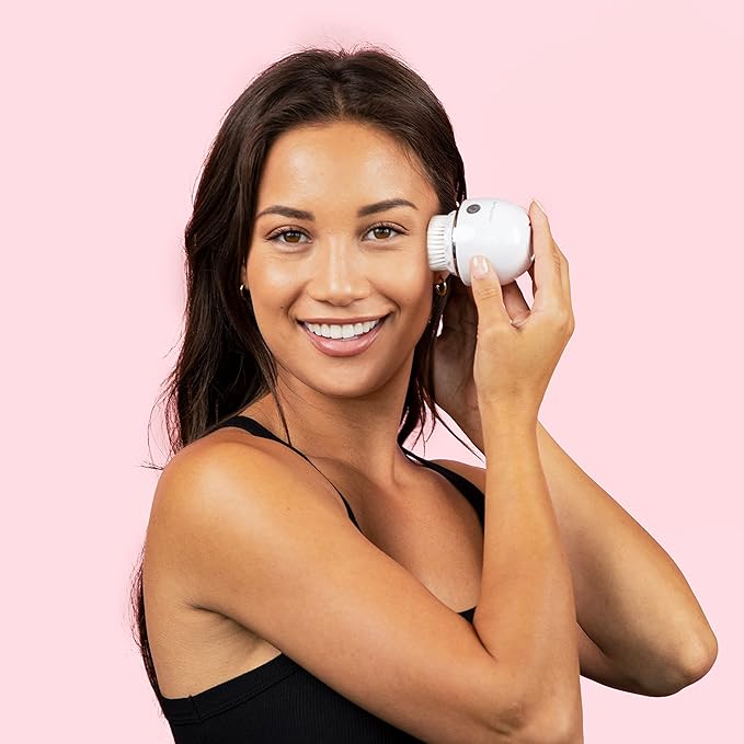 YouthLab Pure Radiance, Vibrating Facial Cleansing Brush, Electric, 3 Modes, 3 Brush Heads (2 Bristle,1 Silicone), Waterproof, Rechargeable, Smart Timer, Exfoliating, Massage (Rose Gold)