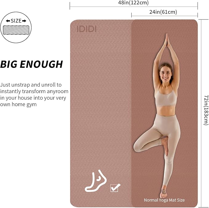 8mm Large Yoga Mat (6'x 4') - Extra Long and Wide 72 x 48 x 0.32 inches, Non-Slip POE Fitness Mat, Eco-Friendly, Thick Wide Exercise Mat for Home Workouts,Ideal for Yoga and Pilates.