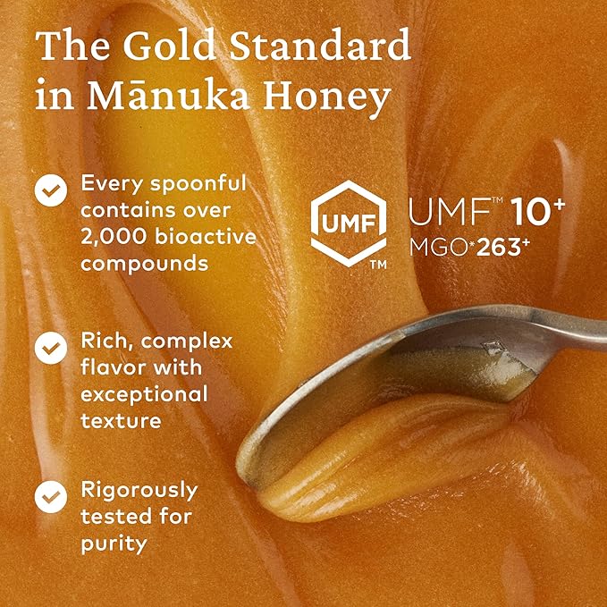 Comvita Manuka Honey UMF 10+ (MGO 263+) - Raw Manuka Honey New Zealand, Pure & Unpasteurized, Superfood for Immune Health, Use in Tea, Wild, Monofloral, Non-GMO - 500g (17.6 oz)