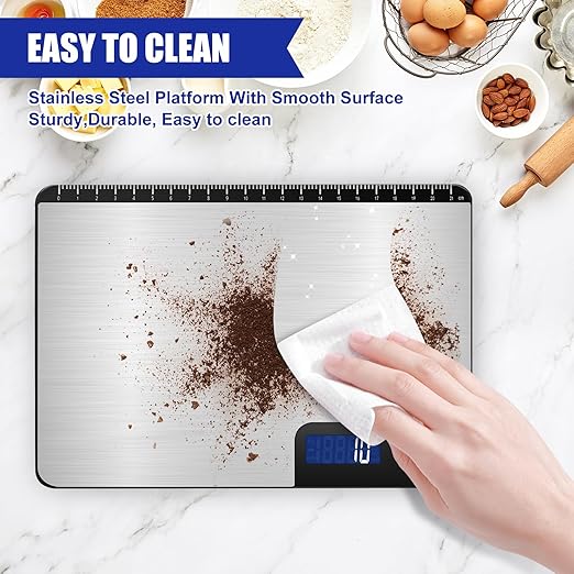 Digital Kitchen Scale, Large Capacity, Easy Tare Function, Large LCD Display, Perfect for Cooking, Baking, and Meal Prep (Silver-2)