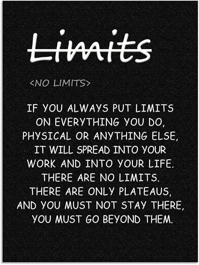 Motivational Wall Art ‘There are no limits’ from Bruce Lee's Printed Modern Artwork Inspirational Quotes Poster Canvas for Office living room Bedroom Home Decor Framed Ready to Hang[30" W X 40" H]