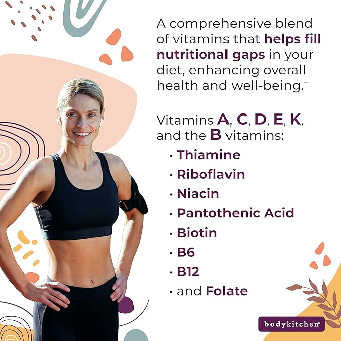 Body Kitchen Women’s Multivitamin with Optifolin+ & VitaCholine – Supports Immune, Energy & Skin Health – 60 Capsules