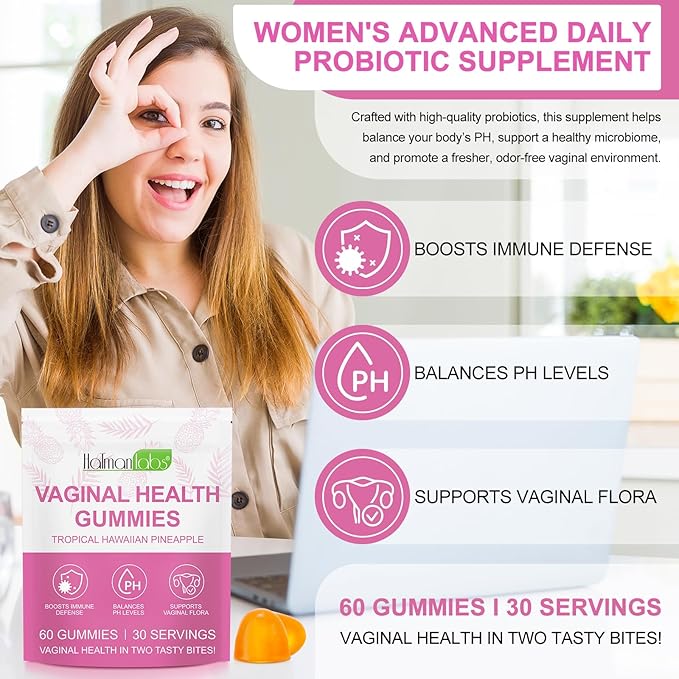 120 PCS Vital Vaginal Probiotics Source Feminine Gummies PH Balance for Women Feminine Balance Gummies Womens Vaginal Health Supplement