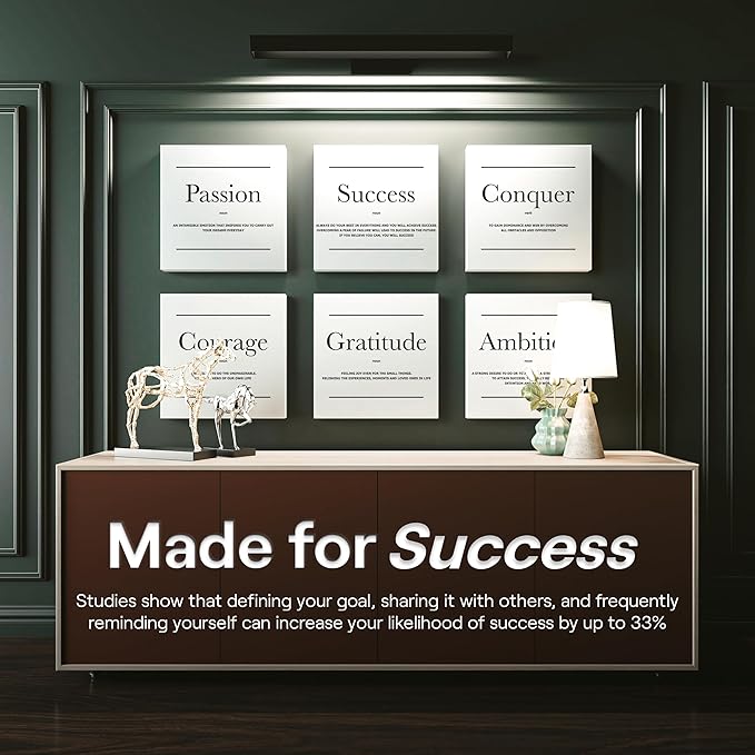 6X Motivational canvas, wall art for bedroom and office, inspirational black and white canvas poster, motivational poster set, decor bundle for home, wall pictures for living room (6x - 12 X 12 in)