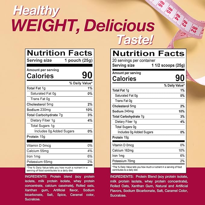 ProtiDIET High Protein Oatmeal, Maple Brown Sugar and Apple Cinnamon - 14 Packets - Sugar Free Instant Oatmeal - High Protein Oats, Rich in Fiber - Healthy Breakfast