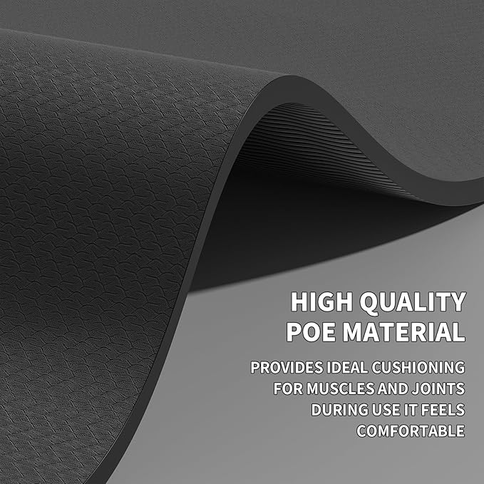 8mm Large Yoga Mat (6'x 4') - Extra Long and Wide 72 x 48 x 0.32 inches, Non-Slip POE Fitness Mat, Eco-Friendly, Thick Wide Exercise Mat for Home Workouts,Ideal for Yoga and Pilates.