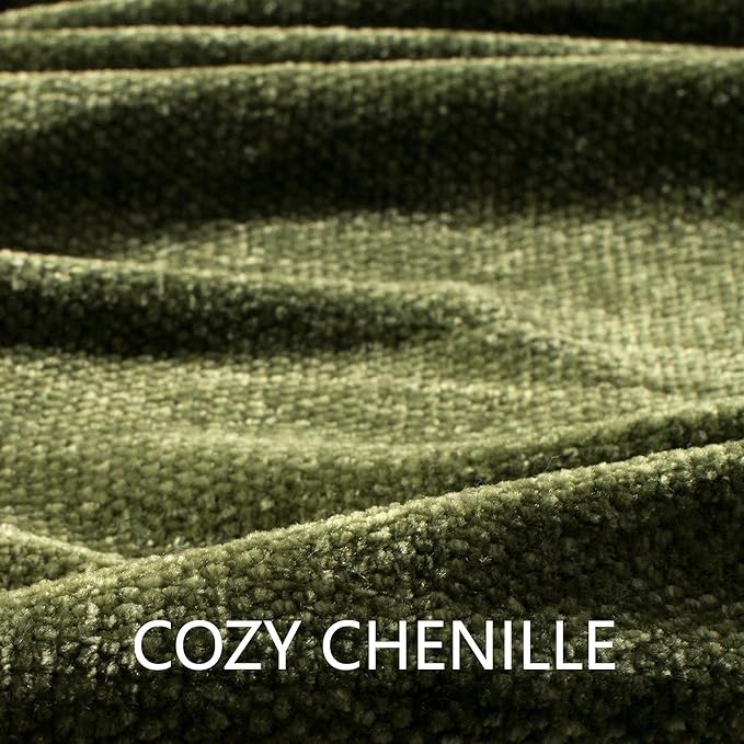 Chenille Throw Blanket for Couch 60"X 80" Twin, Soft Cozy Throws with Fringe Tassel for Bed Sofa Chair Cover, Lightweight Knitted Decorative Boho Blankets for Living Room, Olive Green