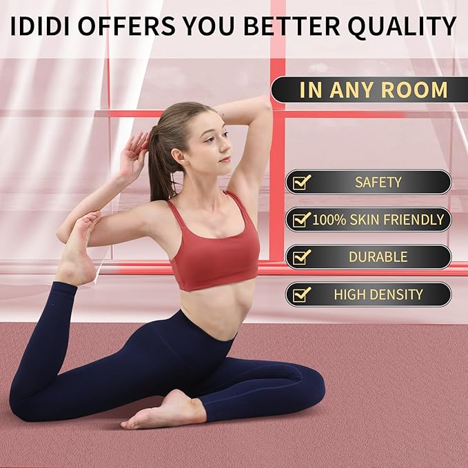8mm Large Yoga Mat (6'x 4') - Extra Long and Wide 72 x 48 x 0.32 inches, Non-Slip POE Fitness Mat, Eco-Friendly, Thick Wide Exercise Mat for Home Workouts,Ideal for Yoga and Pilates.