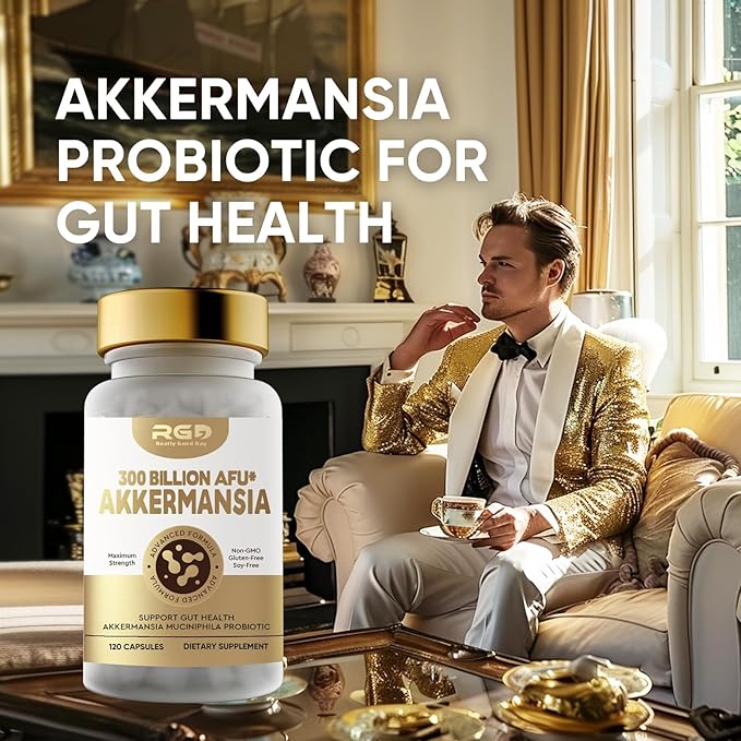 RGD 120 Capsules GLP-1 Akkermansia Probiotics 300 Billion AFU, Prebiotics and Probiotics Muciniphila for Immune & Overall Digestive Health, Gut Supplement for Men & Women