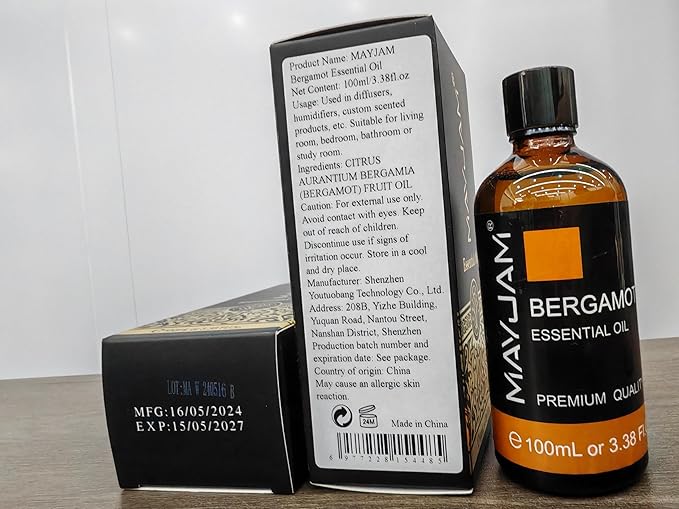 100ML/3.38FL.OZ Bergamot Fragrance Oils with Glass Dropper, Essential Oils for Diffusers for Home, Long Lasting Scented Oils for Diffusers Soap Candle Making