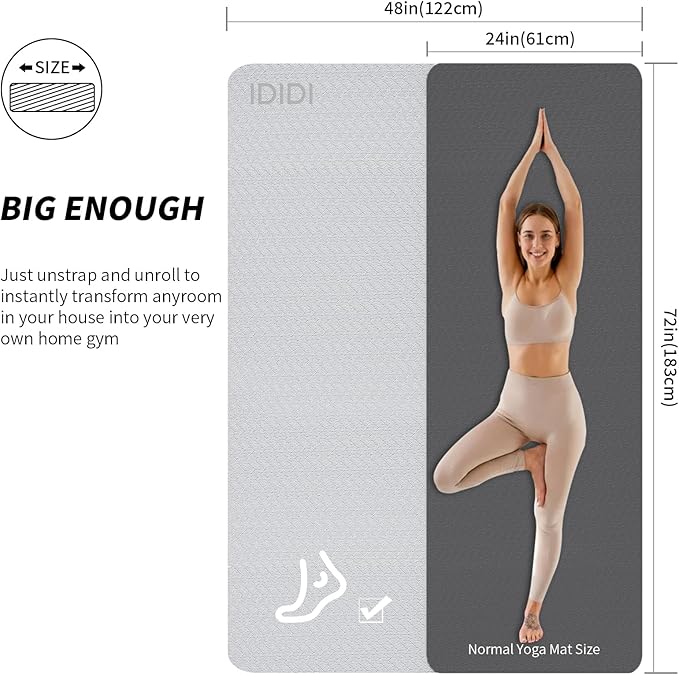 8mm Large Yoga Mat (6'x 4') - Extra Long and Wide 72 x 48 x 0.32 inches, Non-Slip POE Fitness Mat, Eco-Friendly, Thick Wide Exercise Mat for Home Workouts,Ideal for Yoga and Pilates.