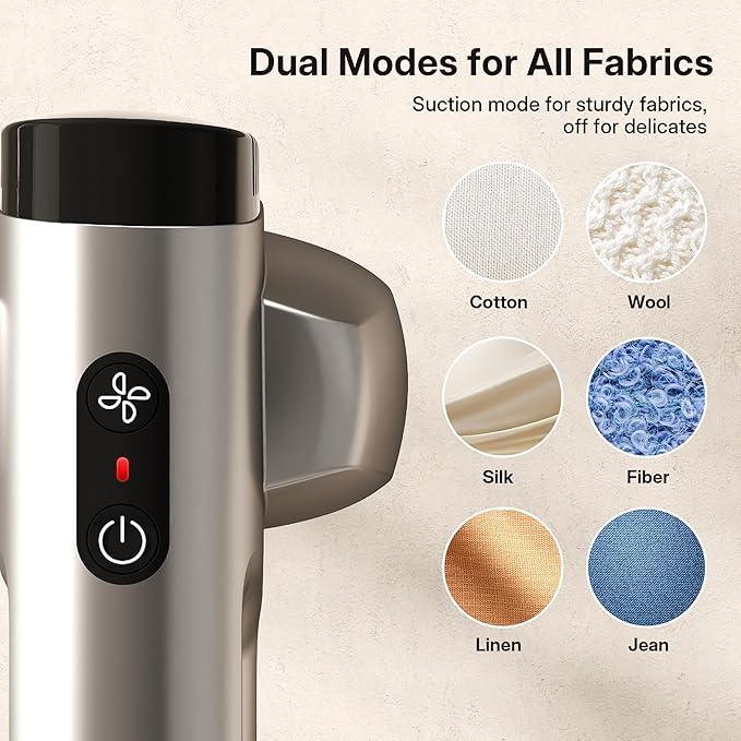 GKJ Steamer for Clothes, Handheld Vacuum Steamer 2300 Pa Suction, Portable Travel Steamers for Clothes, Steaming & Ironing 2 In 1, Auto-Grip, Removes Wrinkle